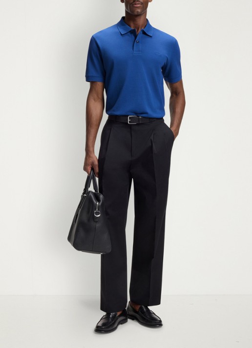 BOSS Pallas-polo van katoenpiqué met logostiksel - voorkant 3 medium blue-429 / blauw