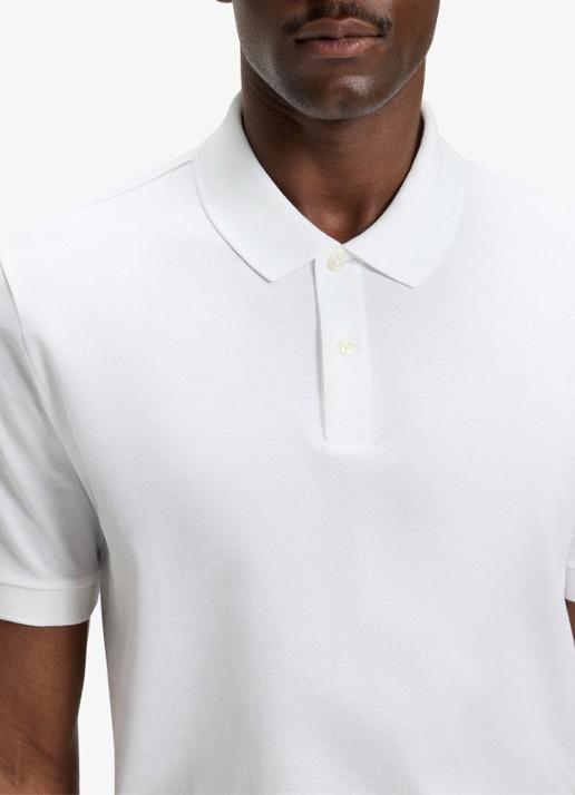 BOSS Pallas regular fit polo van piqué katoen - detail 3 wit