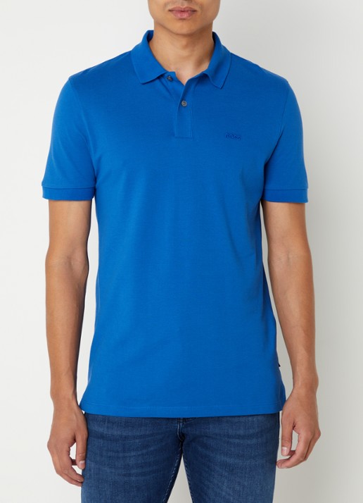 BOSS Pallas regular fit polo van piqué katoen - detail 2 blauw