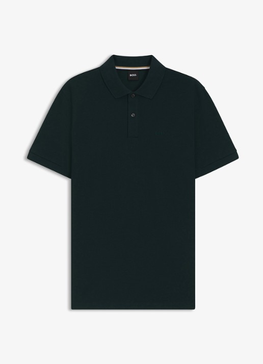 BOSS Pallas regular fit polo van piqué katoen - voorkant donkergroen
