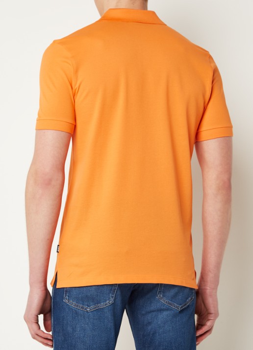 BOSS Pallas regular fit polo van piqué katoen - achterkant oranje