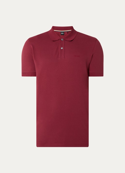 BOSS Pallas regular fit polo van piqué katoen - voorkant 2 kersenrood