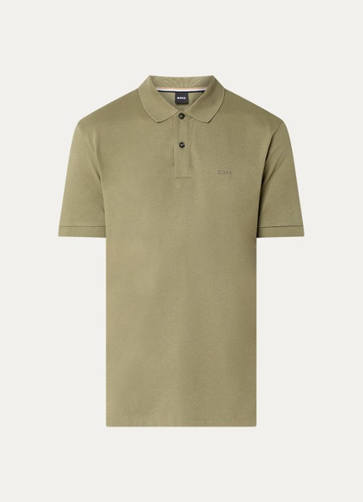 BOSS Pallas regular fit polo van piqué katoen - voorkant legergroen