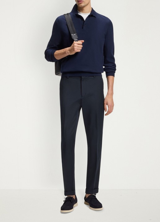 BOSS Pantalon met steekzakken - voorkant 2 blauw