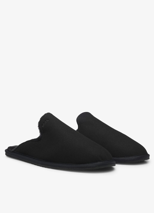 BOSS Pantoffel met logo - detail zwart