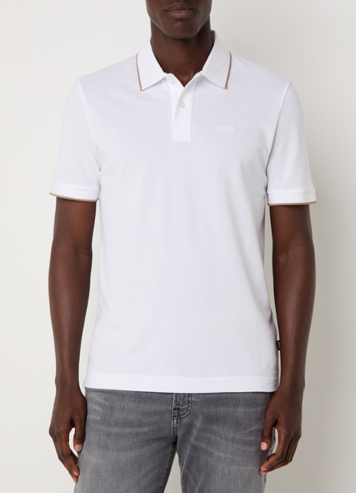 BOSS Parlay regular fit polo met logo - detail white-100 / wit