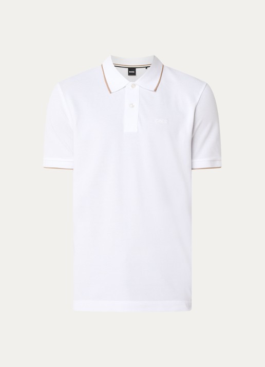 BOSS Parlay regular fit polo met logo - voorkant 2 white-100 / wit