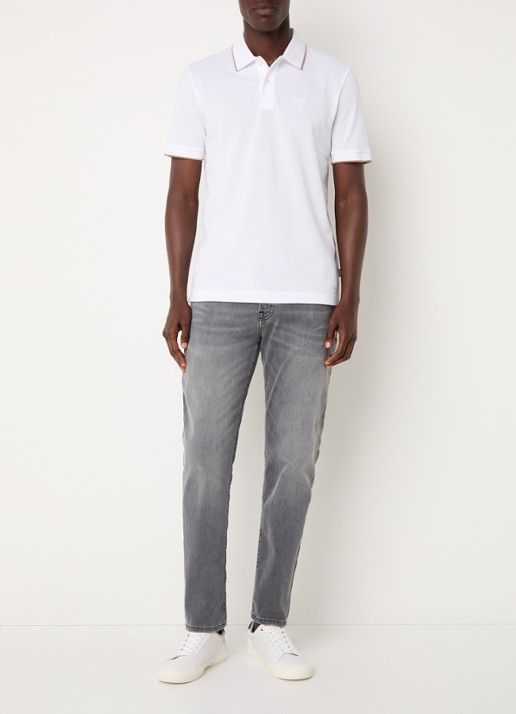 BOSS Parlay regular fit polo met logo - voorkant 3 white-100 / wit