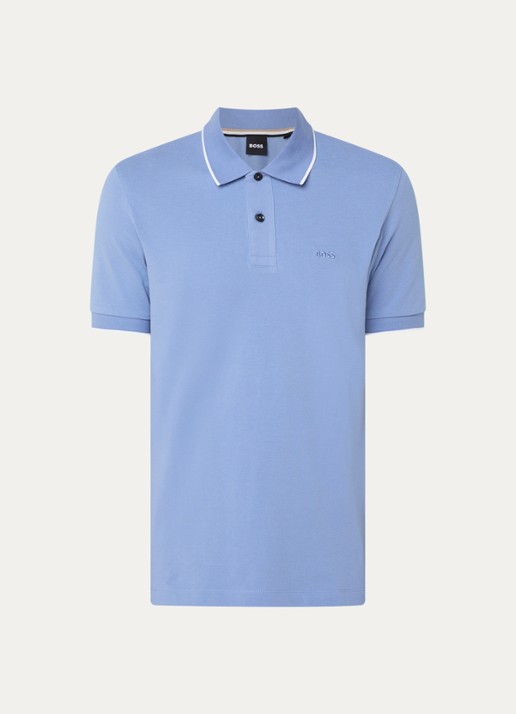 BOSS Parlay regular fit polo met logo - voorkant 3 light /pastel blue-459 / blauw