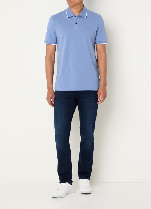 BOSS Parlay regular fit polo met logo - voorkant 4 light /pastel blue-459 / blauw
