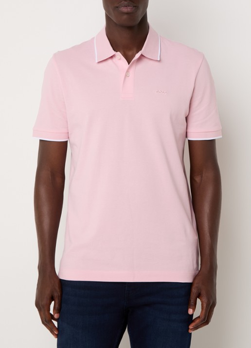 BOSS Parlay regular fit polo met logo - detail 4 light /pastel pink-688 / roze