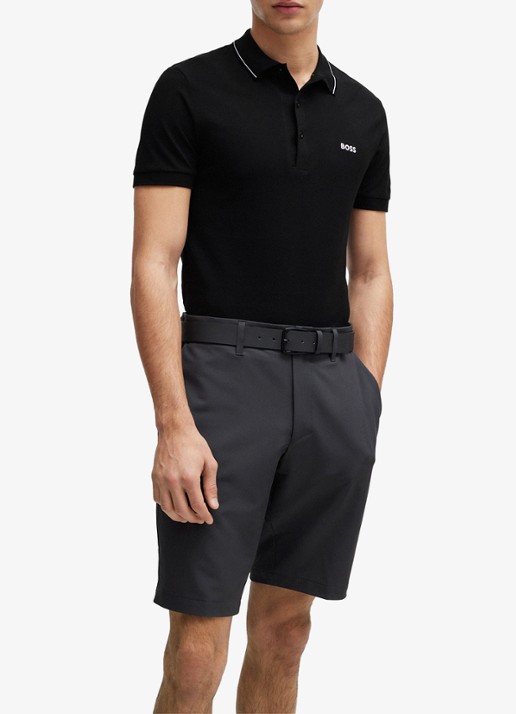 BOSS Paule slim fit polo met logoborduring - detail zwart