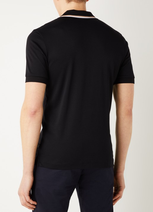 BOSS Penrose slim fit polo met logo - achterkant 4 zwart