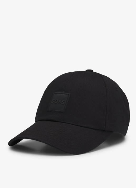 BOSS Pet van katoenen twill met logopatch - achterkant zwart