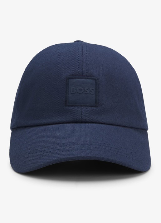 BOSS Pet van katoenen twill met logopatch - detail open blue-464