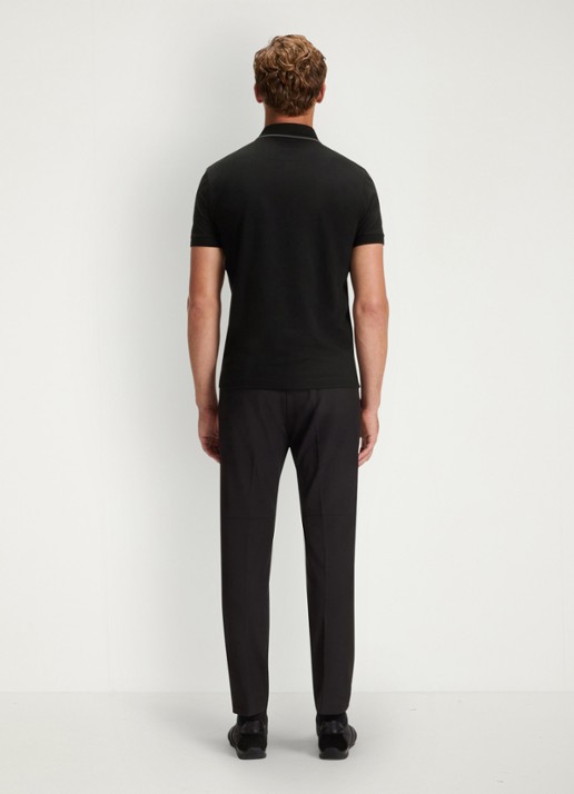 BOSS Phillix Tape regular fit polo van piqué katoen met logo - achterkant 5 zwart