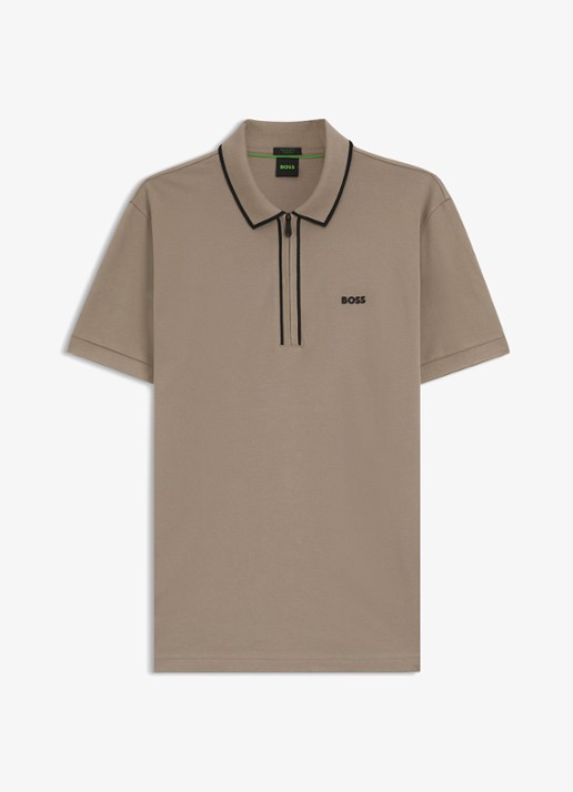 BOSS Phillix Tape regular fit polo van piqué katoen met logo - voorkant 3 lindegroen