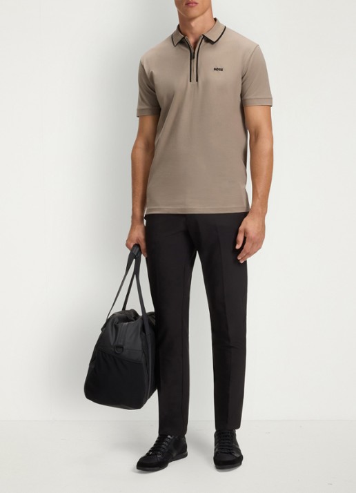 BOSS Phillix Tape regular fit polo van piqué katoen met logo - voorkant 4 lindegroen