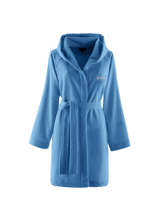 BOSS Plain badjas van katoen - voorkant royalblauw