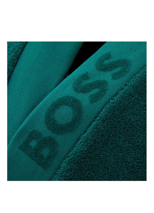 BOSS Plain badjas van katoen - detail zeegroen