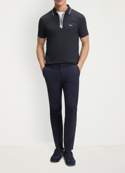 BOSS Polo met halve rits - voorkant 5 donkerblauw