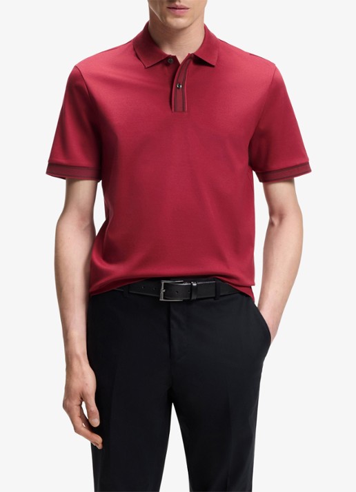 BOSS Polo met korte mouw - detail 2 medium red-611 / rood