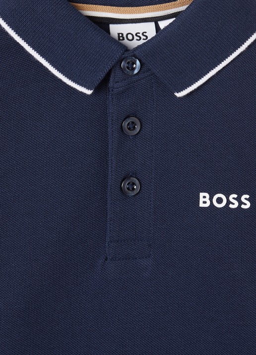 BOSS Polo met logo - detail 3 donkerblauw