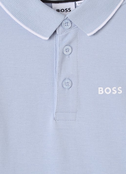 BOSS Polo met logo - detail lichtblauw