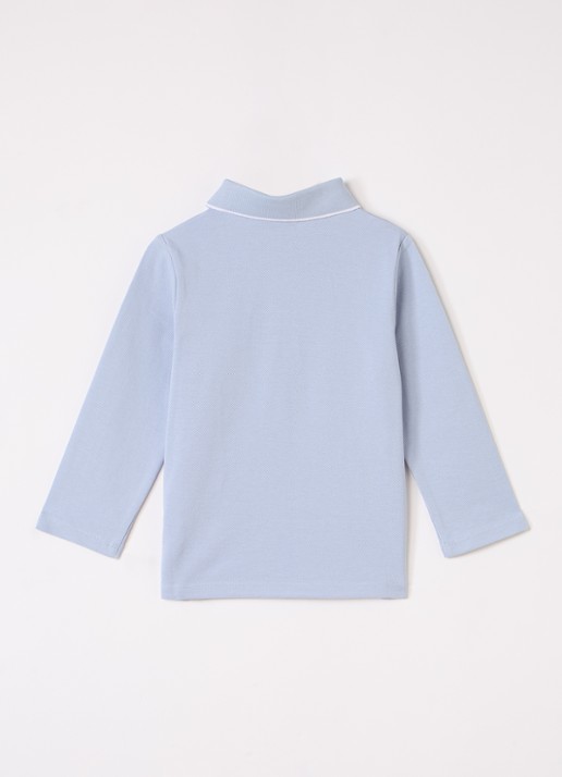 BOSS Polo met logo - voorkant 3 lichtblauw