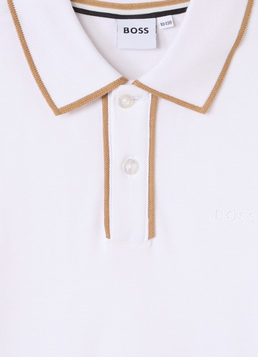 BOSS Polo met logo - detail wit