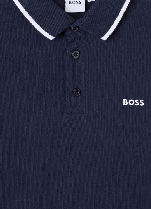 BOSS Polo met logo - detail donkerblauw