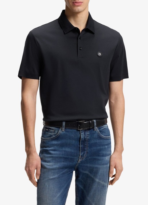 BOSS Polo met logo - detail 4 blauw