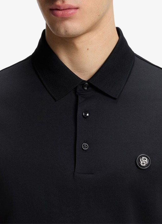 BOSS Polo met logo - detail 5 blauw