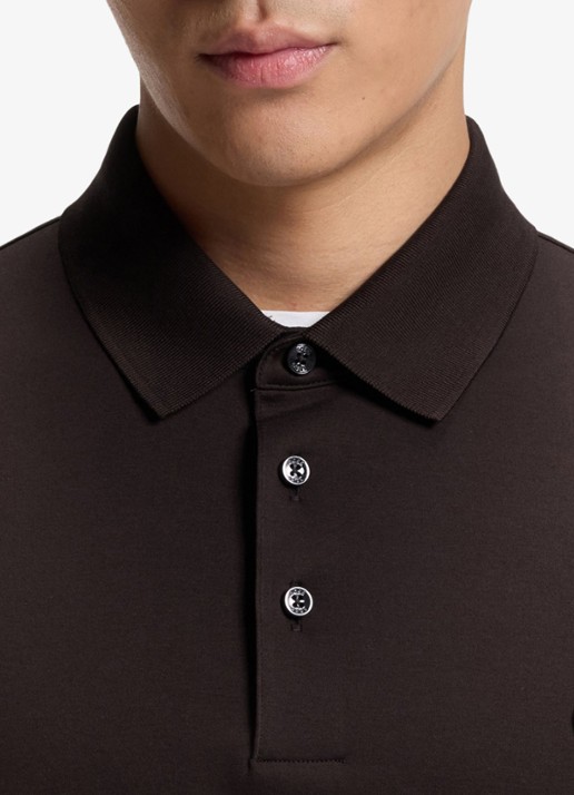 BOSS Polo met logo - detail 5 donkerbruin