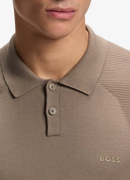 BOSS Polo met logoborduring - detail 5 bruin