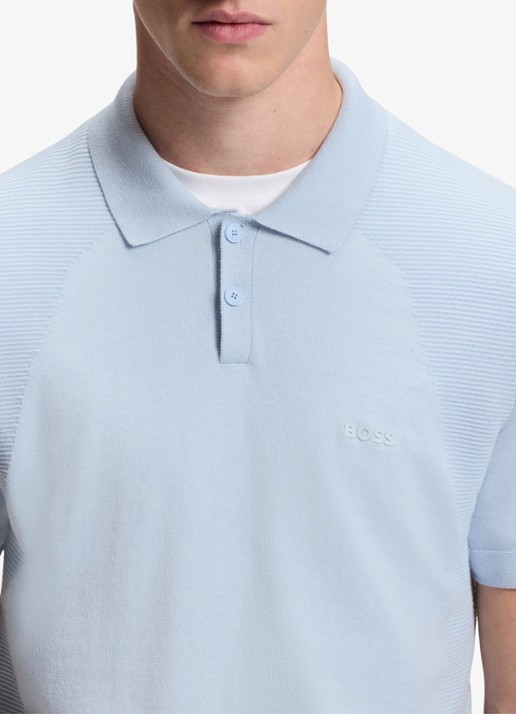 BOSS Polo met logoborduring - detail 5 lichtblauw