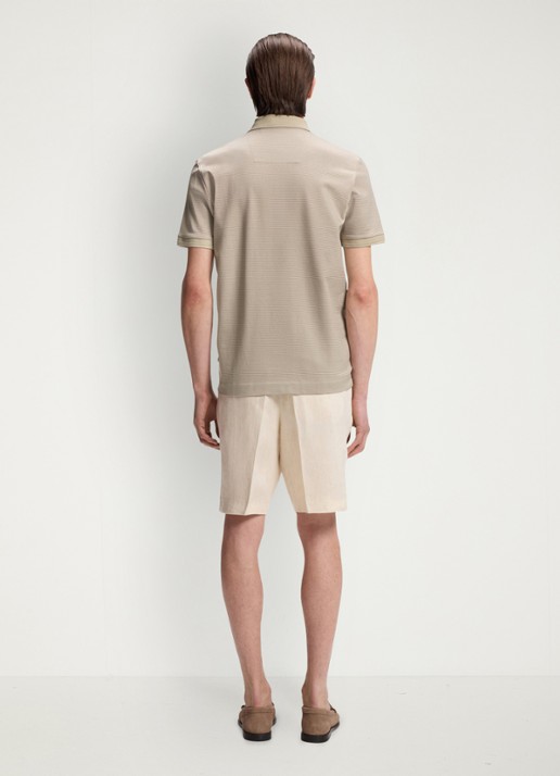 BOSS Polo met streepprint - achterkant beige