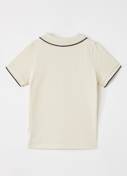 BOSS Polo van piqué katoen met logo - voorkant 2 beige