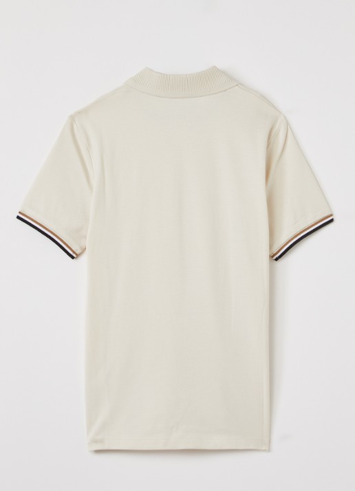BOSS Polo van piqué katoen met logo - voorkant 2 beige