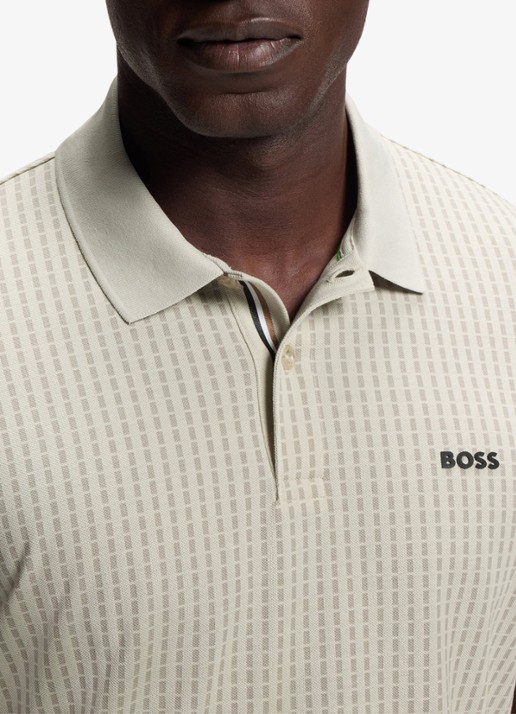 BOSS Polo van piqué katoen met logo - detail 5 beige