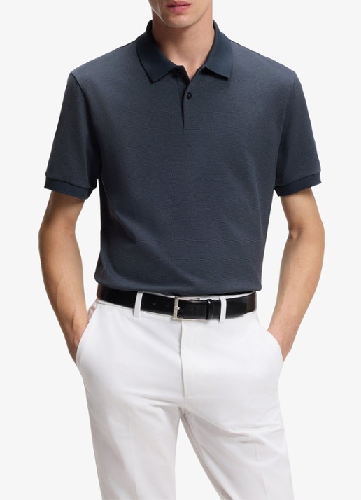 BOSS Poloshirt van katoen met bobbelstructuur