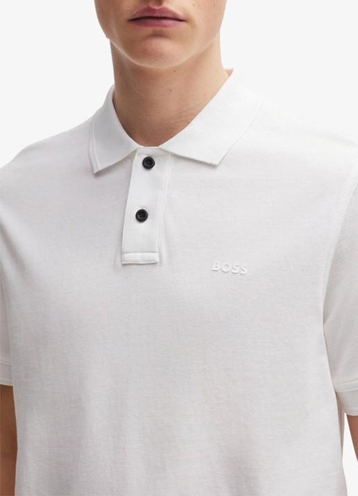 BOSS Prime regular fit polo van piqué katoen met logo - detail 2 white-100 / wit
