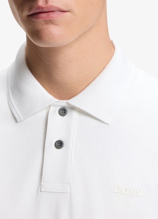 BOSS Prime regular fit polo van piqué katoen met logo - detail 3 white-100 / wit