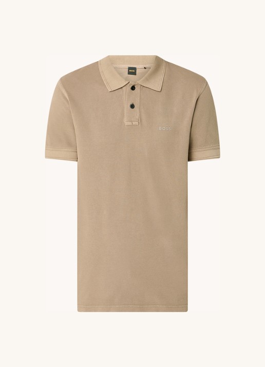 BOSS Prime regular fit polo van piqué katoen met logo - voorkant open brown-246 / bruin