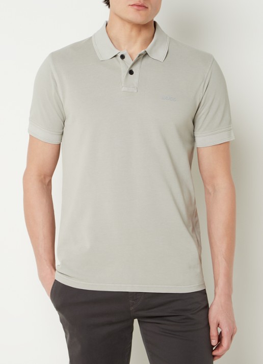 BOSS Prime regular fit polo van piqué katoen met logo - detail light/pastel grey-051 / grijs