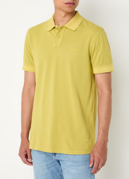 BOSS Prime regular fit polo van piqué katoen met logo - detail 3 open green-398 / groen