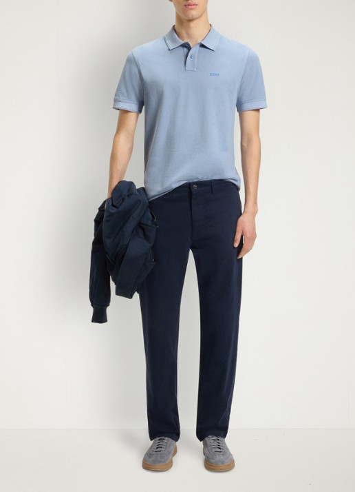 BOSS Prime regular fit polo van piqué katoen met logo - voorkant 4 open blue-470 / blauw