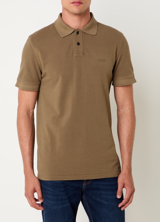 BOSS Prime regular fit polo van piqué katoen met logo - detail 2 open green-368 / groen
