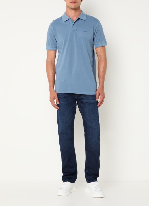 BOSS Prime regular fit polo van piqué katoen met logo - voorkant 4 open blue-472 / blauw