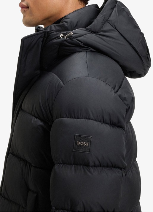 BOSS Puffer jas met capuchon - detail 6 zwart